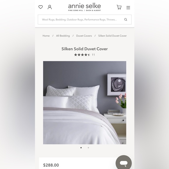 Pine Cone Hill $288 Crisp White Silken Solid Duvet Cover Full/Queen - Picture 6 of 6